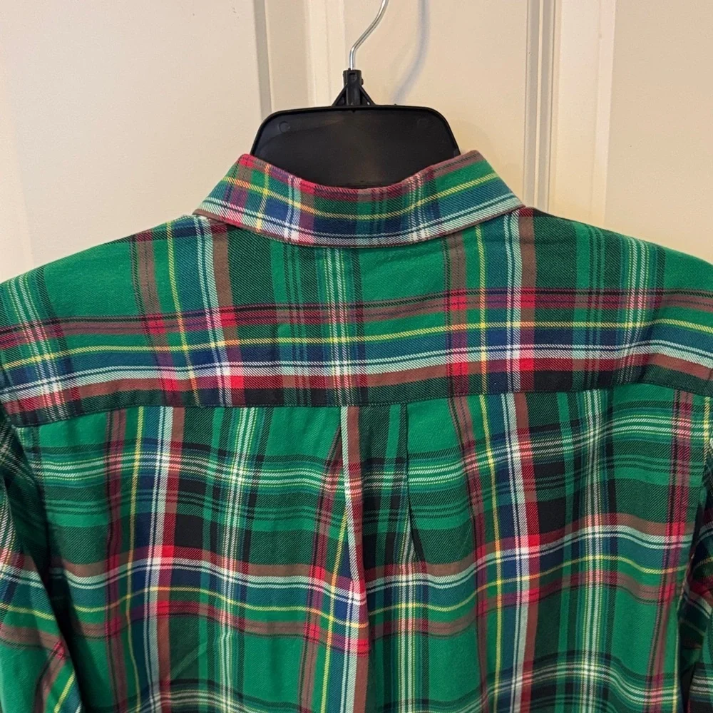 Ralph Lauren Green Plaid Button-Down with Red and Navy Accents